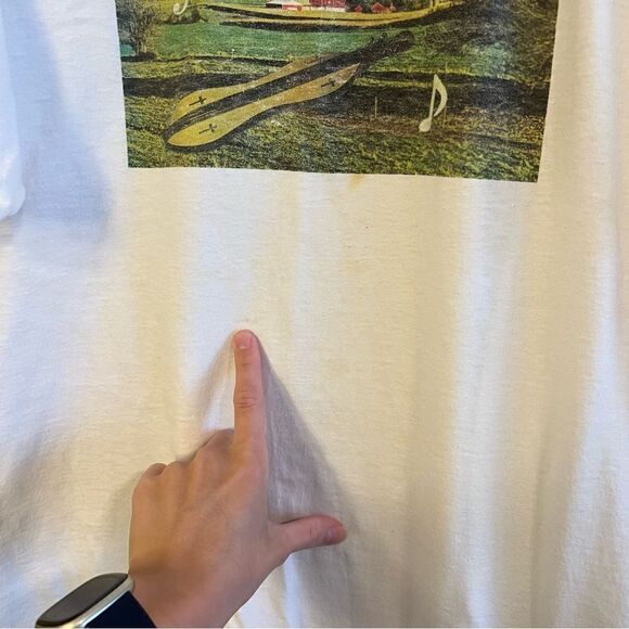 ✨ Vintage Hanes White Shirt Music Fields Country Large - Picture 5 of 9